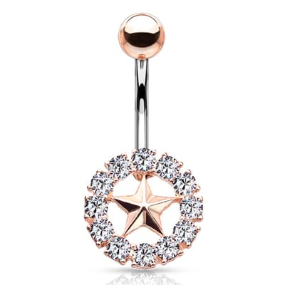Navelpiercing Star With Crystal rounds - rose - LMPiercings