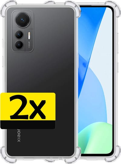 Hoesje - 2 Stuks - Geschikt voor Xiaomi 12 Lite - Sterk & Shockproof - Siliconen Case - Back Cover - Telefoon Hoes Shock Proof - Telefoonhoesjes - Transparant