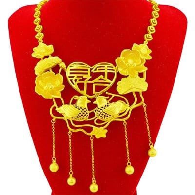 Nieuwe Bruiloftssieraden Centennial Haohe Pakketketting Messing Echt Verguld Bruiloftssieraden Bruids Imitatie Gouden Ketting yellow