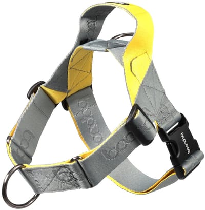 Boondog Hondentuig 0109 - Anti Trek - 2 Bevestigingspunten - Met Handvat - Verstelbaar - Comfortabel Harnas - Gray/Lemon - Maat SM