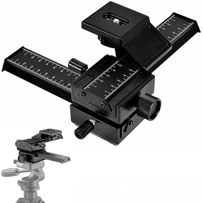 Oneay 4-weg macro-scherpstelrail met 3D-verstelling, macro-schuifregelaar voor close-up opnamen met digitale camera's met een 1/4 inch schroefgat
