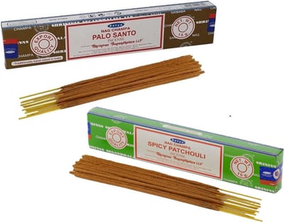 Satya Wierook cadeau set - 2x geurstokjes - Palo Santo en Patchouligeur - Meditatie