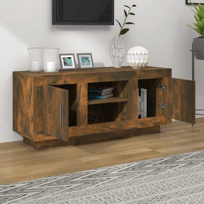 vidaXL - Tv-meubel - 102x35x45 - cm - bewerkt - hout - gerookt - eikenkleurig