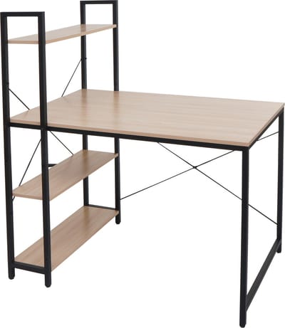 Bureau met legplank MCW-K81, laptoptafel bureau werktafel, 100x60cm metaal hout ~ natuur