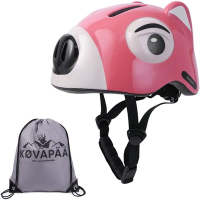 Køvapää® Roze Wasbeer Fietshelm Kinderen - Maat 49-53 CM - 2 t/m 5 jaar - XS/S - Fietshelm Jongens- Fietshelm Meisjes - Fietshelm Kind
