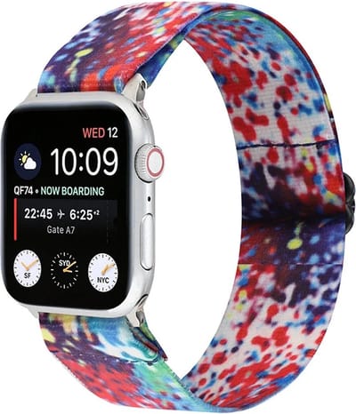 Strap-it Tribal bandje - geschikt voor Apple WatchSeries 1/2/3/4/5/6/7/8/9/10/11/SE/SE2/SE3/Ultra (2/3) - kleurrijk - elastisch bandje voor iWatch maat: 44mm / 45mm / 46mm / 49mm