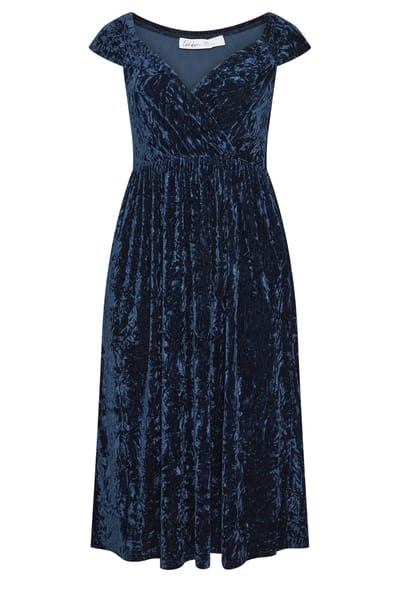 Yours London Blauwe Fluwelen Jurk Size 42