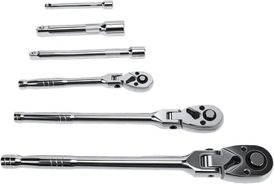 Ratelsleutel Set - Flexibele Dopsleutel - Auto Reparatie - Flexibele Kop 180 Graden - 3 Stuks - Zilver