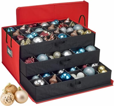 Kerstornament opbergdoos voor 72 ornamenten - grote organizer met stapelbare trays