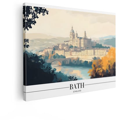 Artaza Canvas Schilderij Bath - 120x90 cm - Wanddecoratie Engeland Skyline - Muurdecoratie Stad - Schilderijen Landschap Herfst