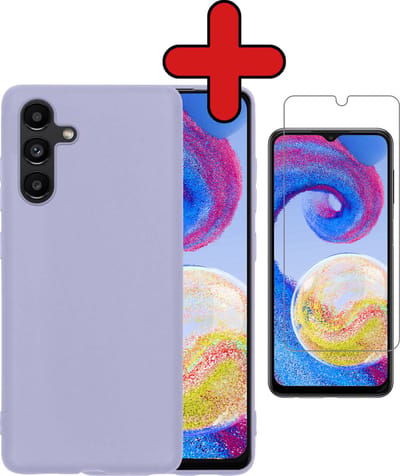 Hoesje - Met Screenprotector - Geschikt voor Samsung Galaxy A04s - Sterk & Shockproof - Telefoon Hoes - Back Cover - Siliconen Case - Telefoonhoes - Lila