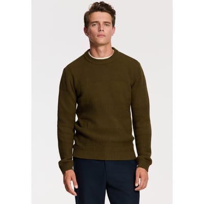 Shiwi Perry Regular Fit Structured Pullover Green Olive Maat: S | Sweaters Outlet | Heren | Groen