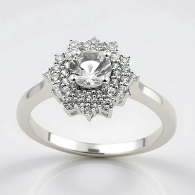 Cavill - Danburiet Ring 0,414 ct en Zirkonia 0,418 ct - 925 Sterling Zilver - Elegante Prongzetting - Zilveren Ring met Edelsteen