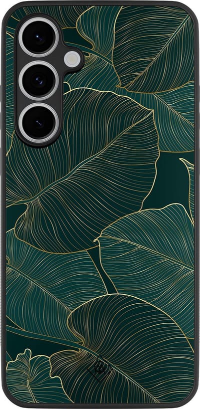 Casimoda® hoesje - Geschikt voor Samsung Galaxy S24 FE - Monstera Leaves - Zwart TPU Backcover - Planten - Groen
