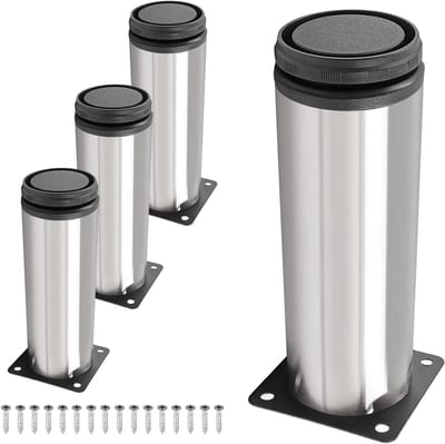Meubelpoten 4 stuks - Kastpoten Tafelpoten - Meubels Vernieuwen - Verstelbare Hoogte - 25 cm - Zilver