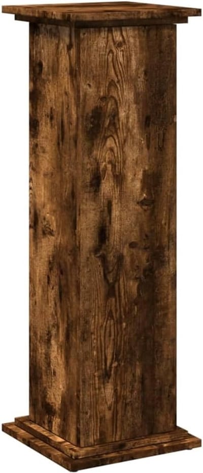 Opbergzuil - Displaystandaard Pilaar - Woonkamer Decoratie - Geïntegreerde Opbergruimte - 31x30x90 cm - Gerookt Eiken