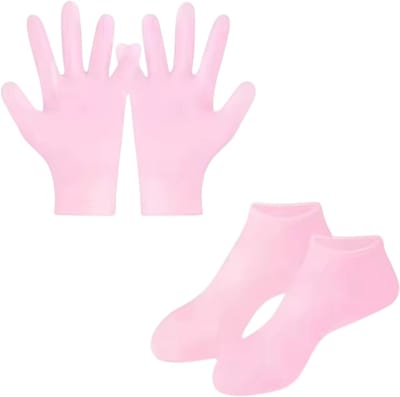 Hydraterende Siliconen Gel Sokken en Handschoenen voor Droge en Gebarsten Huid – Voet- en Handverzorging, Hielkloven Behandeling, Anti-Droge Huid Massage Set - Roze