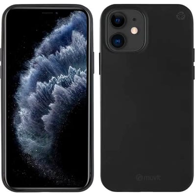 Muvit, Hoesje Geschikt voor Apple iPhone 12/12 Pro RECYCLETEK Zacht, Zwart