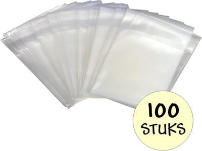 100x Cellofaan Zakjes Frosted 7x7 cm - 100 Stuks Uitdeelzakjes - Zakjes Met Plakstrip - Zelfklevende Zakjes - Mat Transparant - 100 Stuks