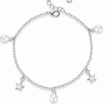 Kinder enkelkettinkje synthetische-Parel Ster- Sterre- 16 cm - Charme Bijoux