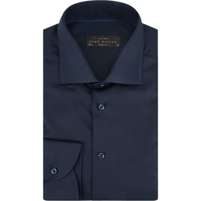 John Miller Overhemd Slim Uni Non Iron Donker Blauw / male