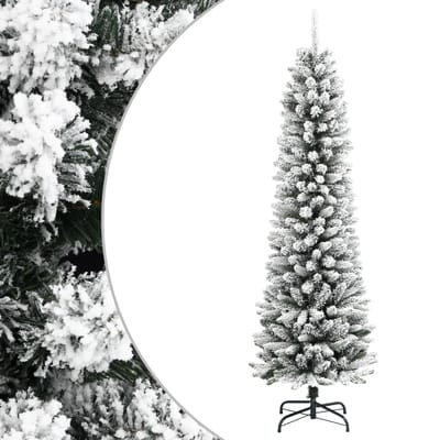 vidaXL - Kunstkerstboom - met - sneeuw - smal - 210 - cm - PVC - en - PE