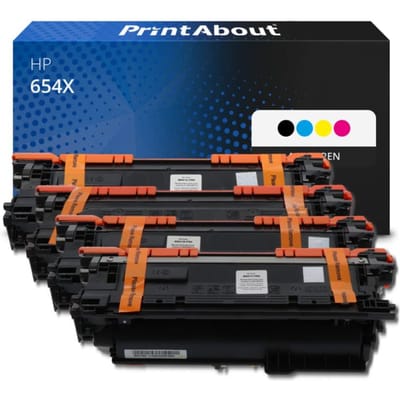 PrintAbout huismerk Toner 654X (CF330X) 4-kleuren Multipack Hoge capaciteit Geschikt voor HP