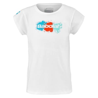 Babolat Kinderen/Kids T-shirt met ronde hals en verfspatten, standaard pasvorm (Wit/Rood/Blauw)