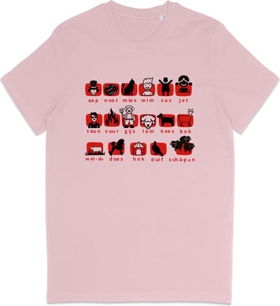 Grappig Heren en Dames T Shirt Met Moderne Leesplank Design - Roze - XS