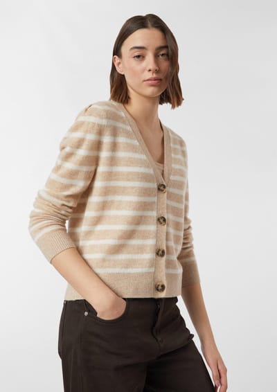Cashemere Cardigan met een tijdloos gestreept patroon voor dames COMMA