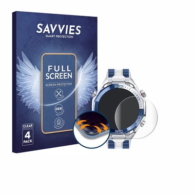 Savvies - Screenprotector voor Huawei Watch Ultimate 2 Blue - Folie Beschermfolie transparant volledig dekking 4 Stuks