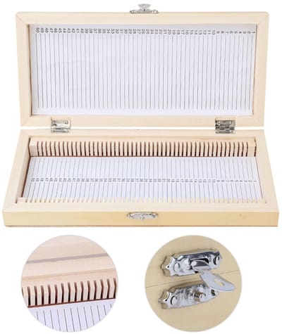 Dailygoods- Microscoopglaasjes 50 Stuks - Opbergdoos - Biologieglas - Houten Houder - 23x10,6x3,5 cm - Schuifbare Glijders - Microscoopdoos