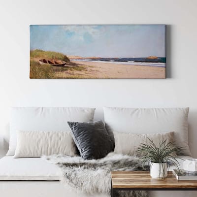 Canvas print DD123238 On the beach A.S. Création 1,0 x 0,4 m Blauw Kantoor Hal/Gang Keuken Slaapkamer Woonkamer