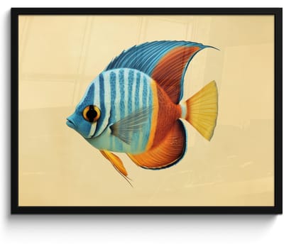 Poster in lijst - Fotolijst 80x60 cm - Posters - Vis - Vinnen - Blauw - Ogen - Posterlijst zwart - Decoratie - Wanddecoratie woonkamer - Muurdecoratie slaapkamer