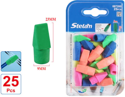 Decopatent - 25 STUKS Potlood gum Caps - Gummen voor BOVENOP Potloden - Potloodgum - Stelam gummen - Gom dop - Mix kleuren