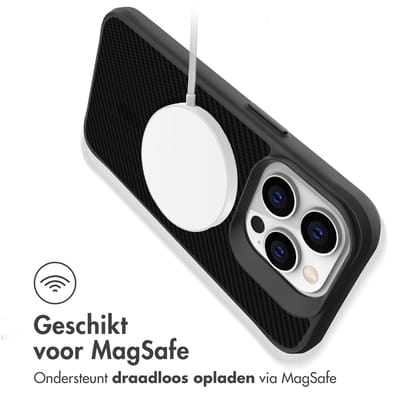 imoshion Hoesje - Geschikt voor Apple iPhone 14 Pro Max - Hybrid Carbon Case geschikt voor MagSafe - Zwart