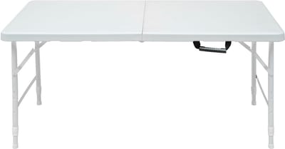 Campingtafels 124.97 cm - Opklapbare Tafel Met Verstelbare Hoogte - Voor Binnen En Buiten - Metaal - Wit