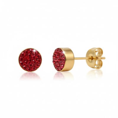 Rvs sieraden - Oorbellen - Rode kristallen oorstekers 6 mm - Goudkleur