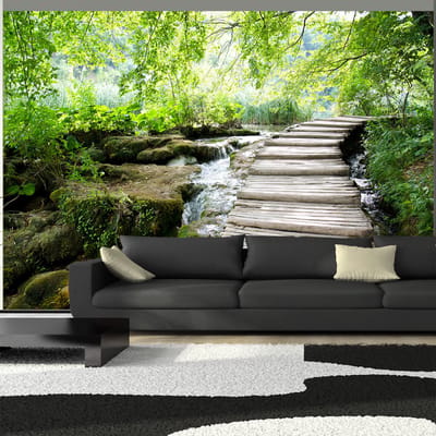 98cm X 70cm - Zelfklevend fotobehang - Bospad, 8 maten, premium print