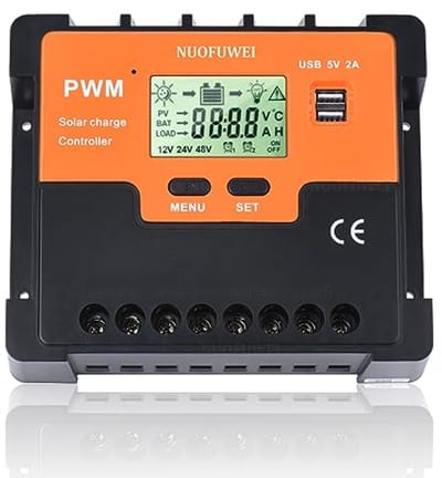 Zonne-laadregelaar 100 A met Temperatuursensor en USB-poorten voor 12V, 24V en 48V Systemen
