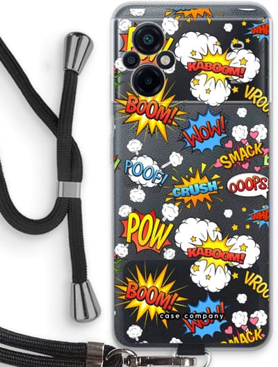 Case Company® - Hoesje met koord geschikt voor Xiaomi Poco M5 hoesje met Koord - Pow Smack - Telefoonhoesje met Zwart Koord - Bescherming aan alle Kanten en Over de Schermrand