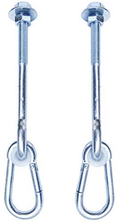 Set van 2 draaihaken M12 x 250 mm met karabijnhaak voor tuin en speeltoestellen
