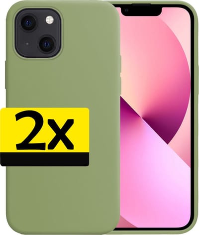 Hoesje - 2 Stuks - Geschikt voor Apple iPhone 14 - Sterk & Shockproof - Case Siliconen - Back Cover - Telefoon Hoes - Telefoonhoesjes - Groen