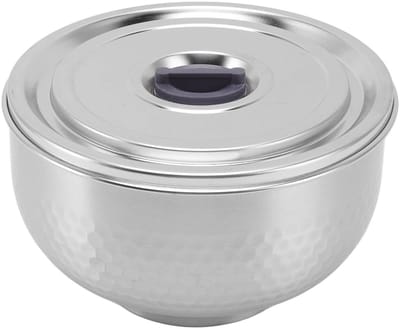 Dailygoods- Kom Dubbelwandig Geïsoleerd - Roestvrij Staal - 2 Laags - Thermische Isolatie - Keukenbestek - 14 cm - Serveerschaal