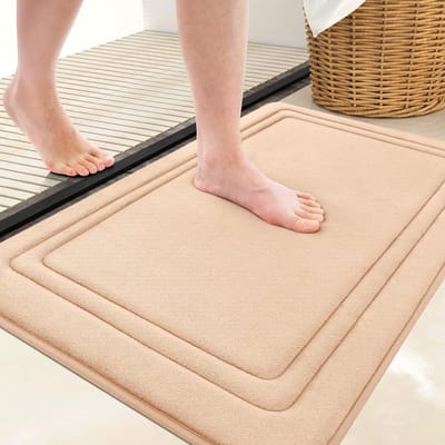 Homaxy Antislipmat - Absorberende Badkamermat - Douchemat - Badkamermat Van Traagschuim - 61x90 cm - Beige - Super Zacht
