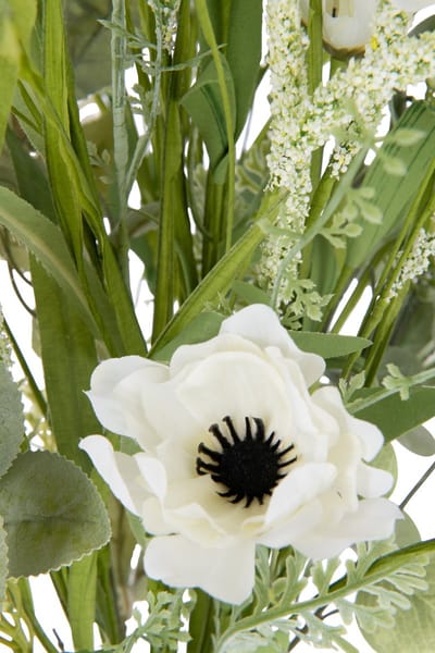 J-Line boeket Bloemen Mix - kunststof - wit