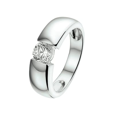 Zilver Gerhodineerde Ring zirkonia 1319704 16.50 mm (52)
