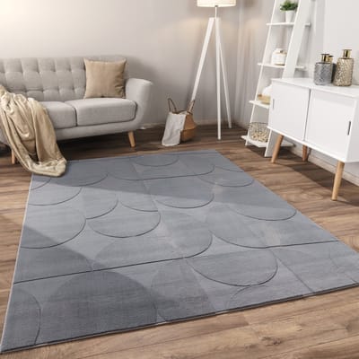 Flycarpets Zacht fluffy vloerkleed - Lely Modern Antraciet - 160x220 cm - Laagpolig Tapijt Woonkamer / Slaapkamer / Kinderkamer