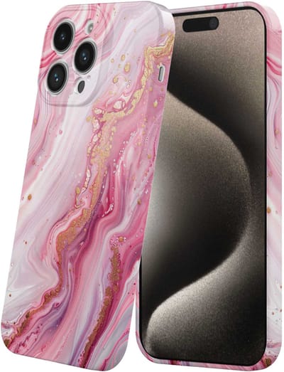 Smartphonica Telefoonhoesje Geschikt voor iPhone 15 Pro Max met Roze Marmer Opdruk - Flexibel Softcase TPU - Backcover Case Rosé Marble Design geschikt voor iPhone 15 Pro Max