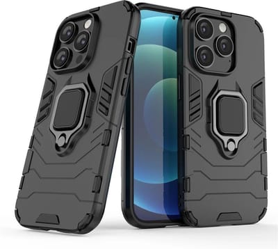 MobyDefend Hoesje - Geschikt voor iPhone 15 Pro - Dubbelgelaagde Pantsercase Met Standaard - Zwart